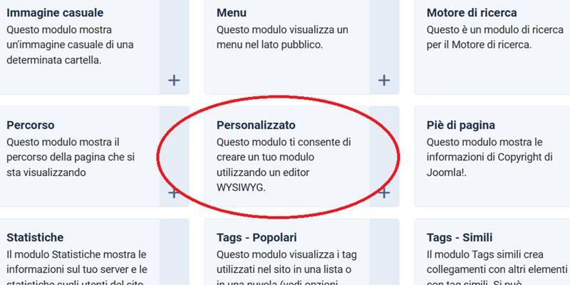Modulo Personalizzato Joomla